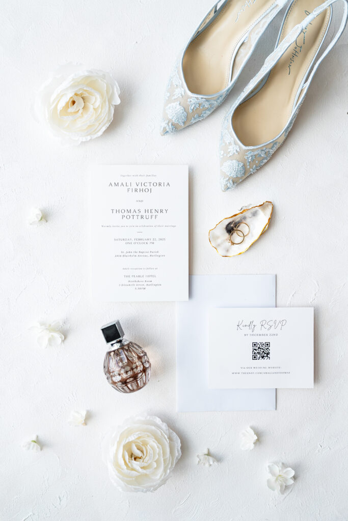 wedding flat lay brides details pearle hotel